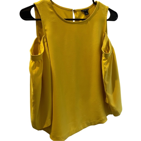 Ann Taylor Tops - ANN TAYLOR Cold Off the Shoulder Blouse Bell Sleeve Top Yellow Mustard Size SP